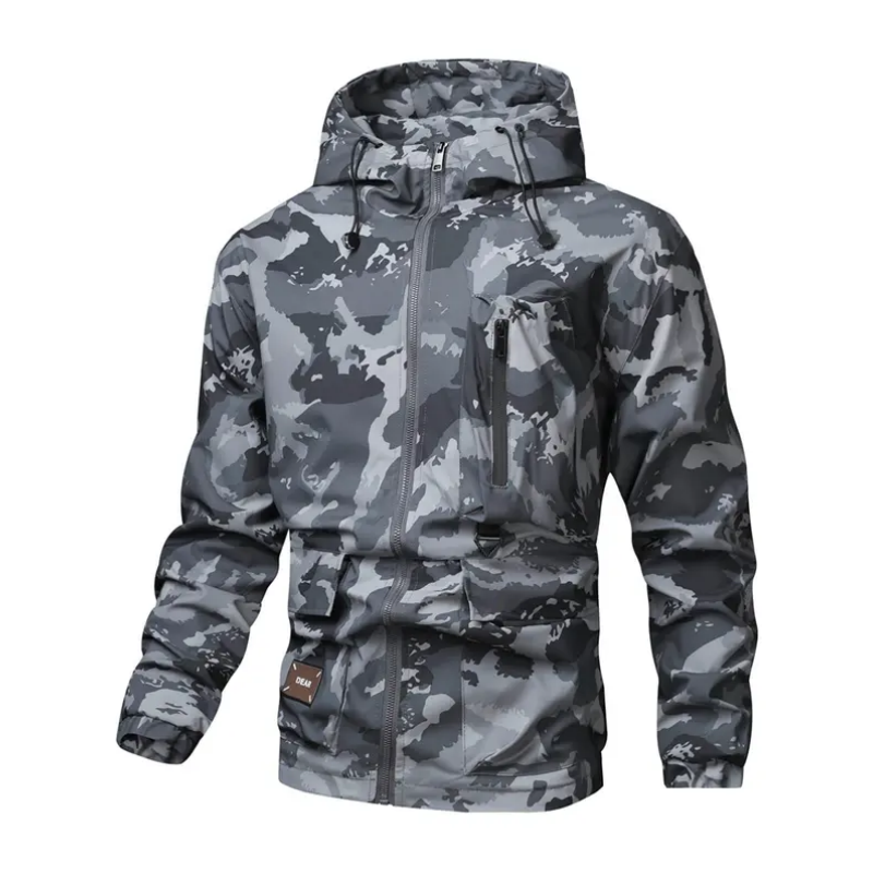 50 % Rabatt | Herren-Kapuzenjacke mit Camouflage-Muster und mehreren Taschen