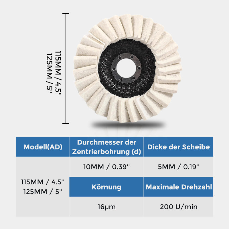 ⚡54 % RABATT !!✨ Wollpolierscheibe für Winkelschleifer – Hochglanz-Spiegelfinish! Langlebig  Vielseitig! 🔧
