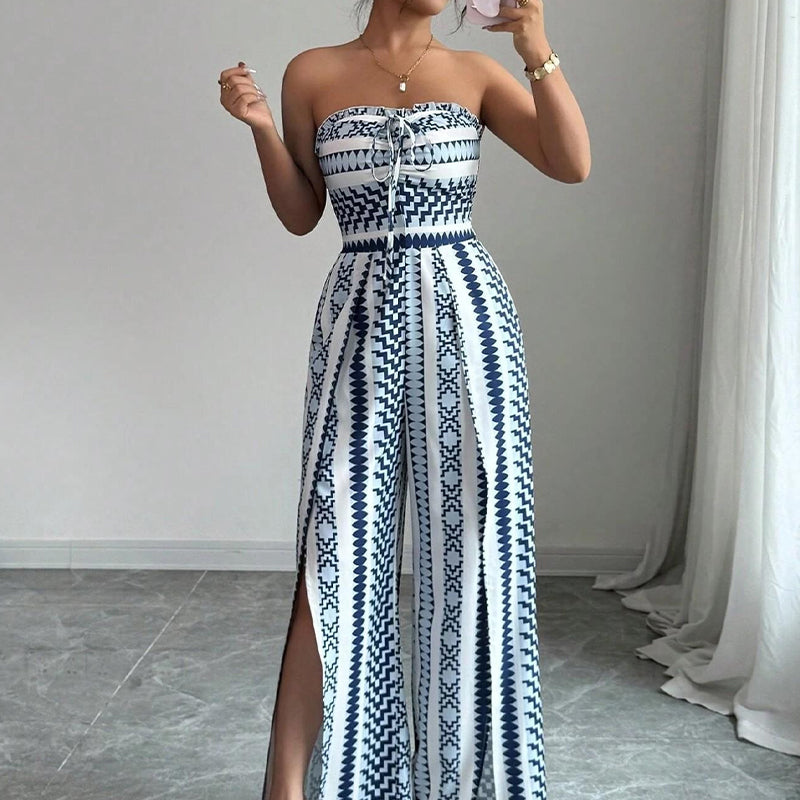 👗 50% RABATT! ✨ Damen Jumpsuit schulterfrei floral im Boho-Stil – Eleganter Sommer-Overall mit Bardot-Ausschnitt – Fließend, leicht & perfekt für Festivals, Strand oder romantische Sommerabende 🌸