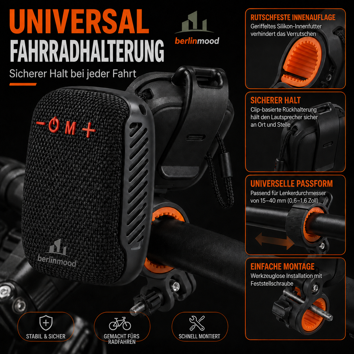 🔊 50% RABATT! 🚲 Wasserdichter Bluetooth-Fahrradlautsprecher mit Montagebügel – IPX5, TWS & Perfekt für Jede Fahrt 🎵