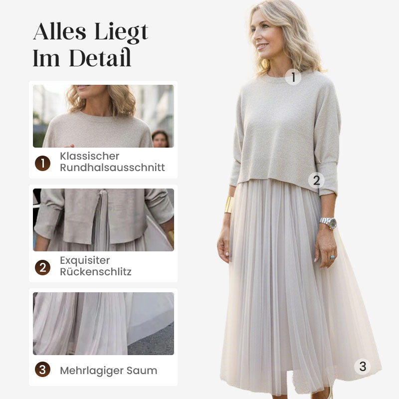 Damen zweiteiliges Set: Langarm-Oberteil und ärmelloses Kleid