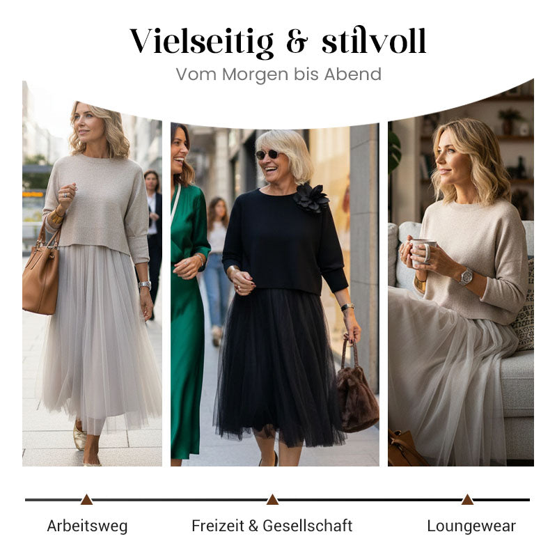 Damen zweiteiliges Set: Langarm-Oberteil und ärmelloses Kleid