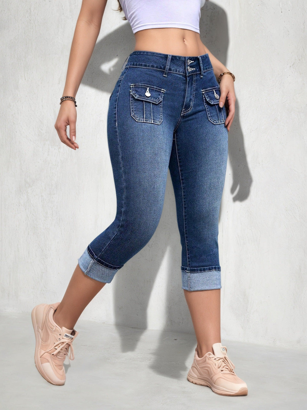 Caprihose für Damen aus Stretch-Denim in Slim-Fit-Passform