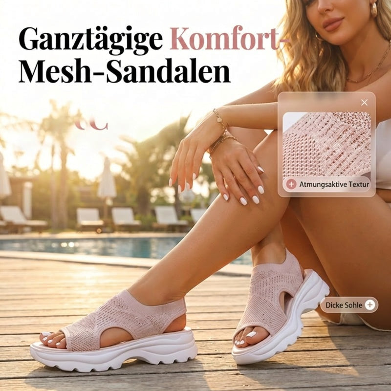 Atmungsaktive Plateau-Sandalen aus Mesh für Damen
