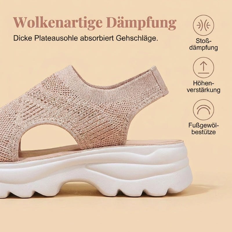 Atmungsaktive Plateau-Sandalen aus Mesh für Damen