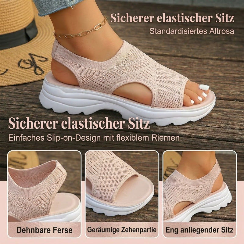 Atmungsaktive Plateau-Sandalen aus Mesh für Damen