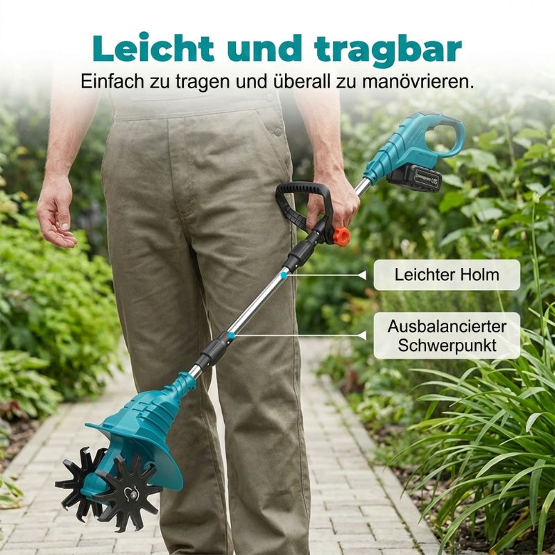 🌿50 % RABATT⚡ Akku-Motorhacke | Leistungsstarke Bodenlockerung · Verstellbarer Teleskopstiel · Lange Akkulaufzeit · Robuste Messer · Einfaches Gärtnern