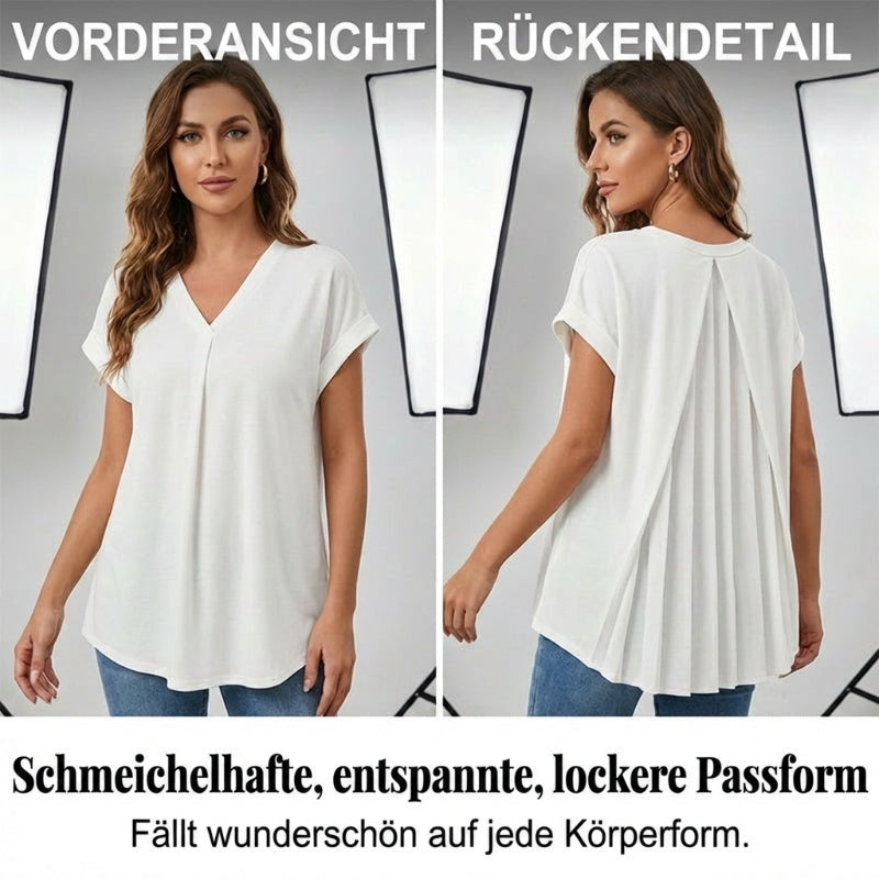 Lockeres Kurzarm-Oberteil mit Falte am Rücken