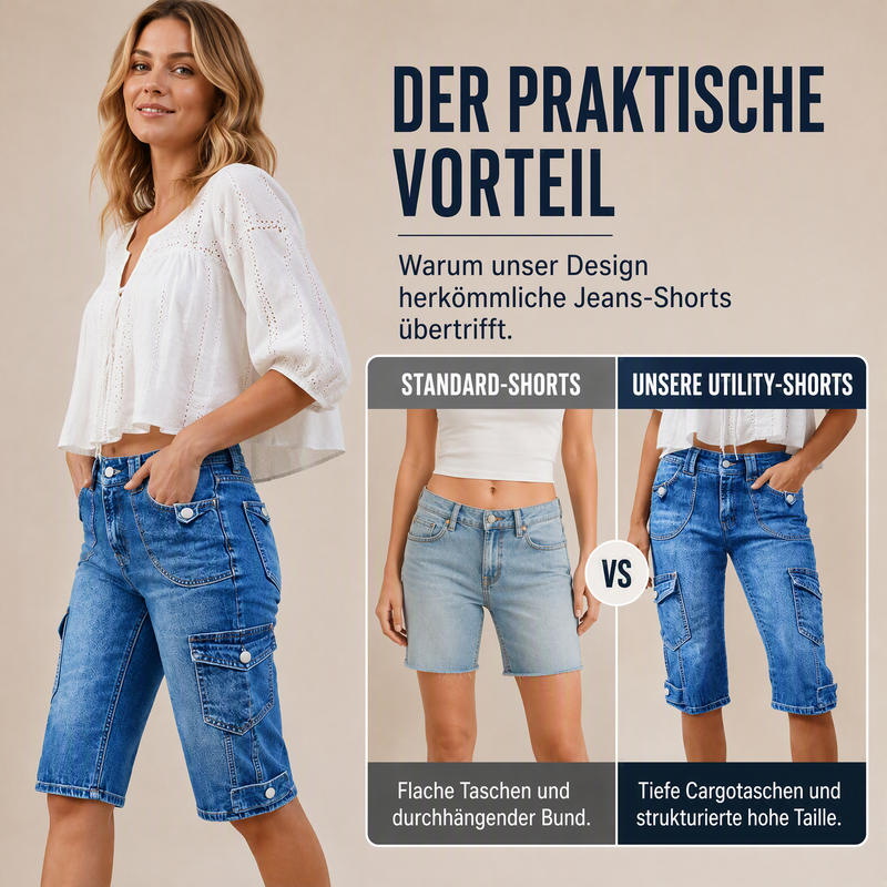 🔥50 % Rabatt 👖 Jeans-Cargo-Shorts – figurbetont & praktisch ✨