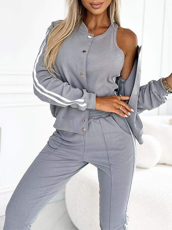 Dreiteiliges Damen-Set – Jacke und Baseballhose, Bequem und Sportlich