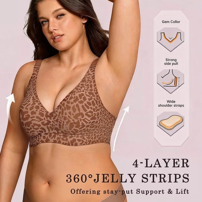 Damen Bügelfreier BH mit Leopardenmuster – 3D-Halt, Memory-Foam & Formgebung | M–5XL