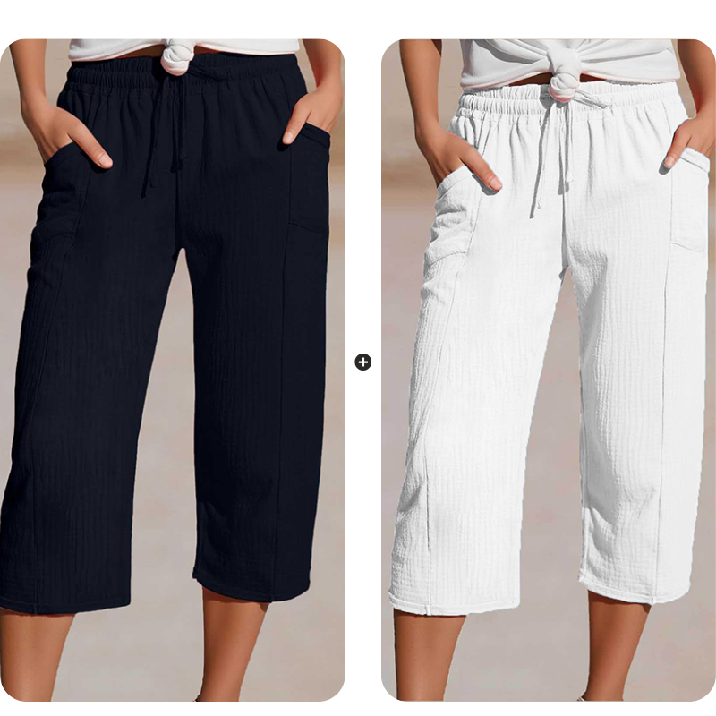 🌿 50% RABATT ✨ Damen Baumwoll-Leinen Hose mit Falten – luftig, bequem & stilvoll 👖