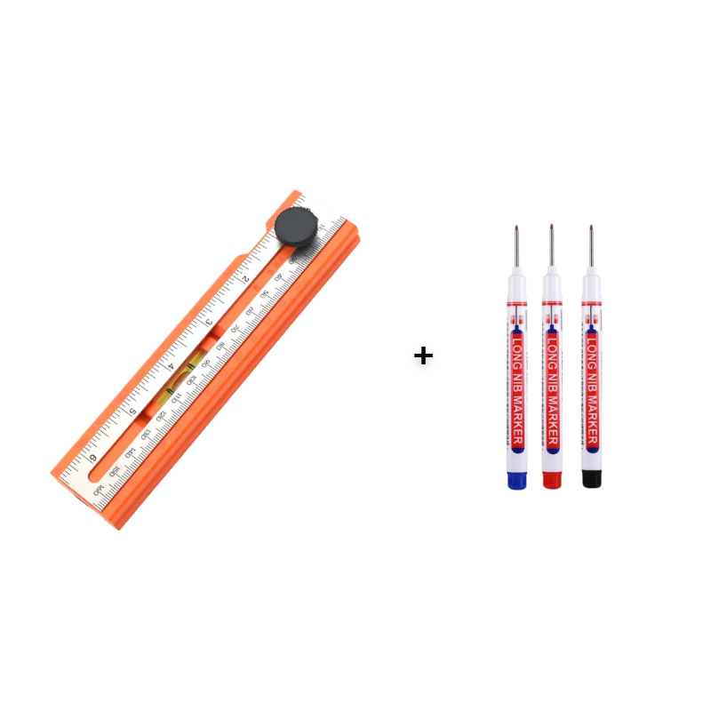 📏 50% RABATT! 🔧 Multifunktionales Markier-Lineal mit Wasserwaage – Präzises Anzeichnen, integrierte Libelle & ideal für Holzarbeiten, Fliesenlegen und DIY-Projekte 🛠️
