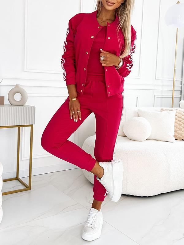Dreiteiliges Damen-Set – Jacke und Baseballhose, Bequem und Sportlich