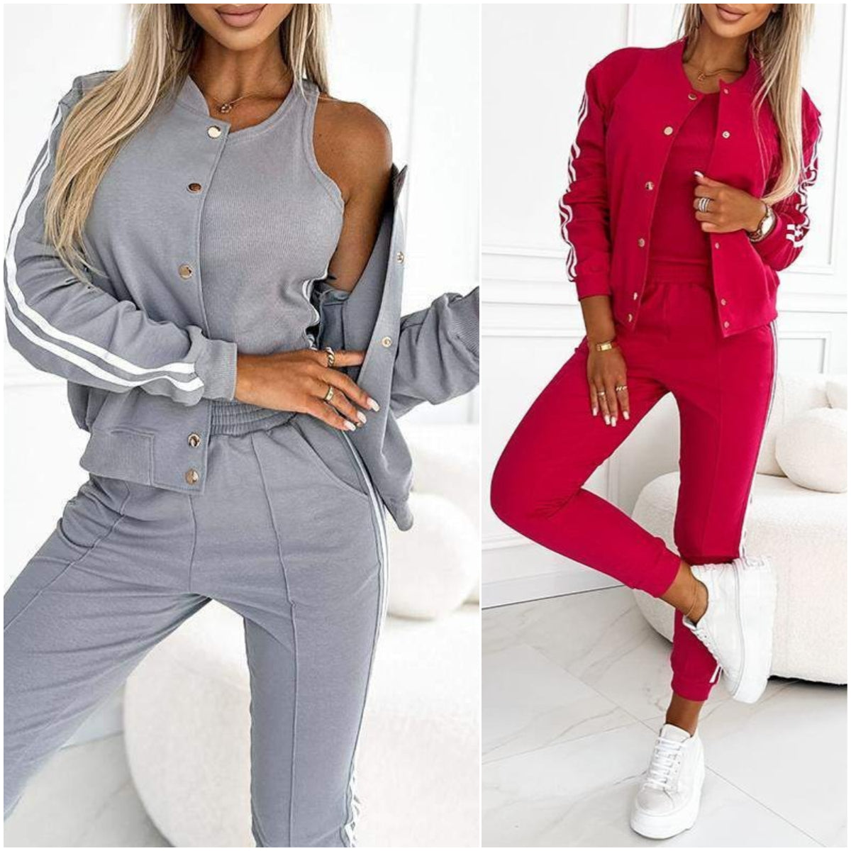 Dreiteiliges Damen-Set – Jacke und Baseballhose, Bequem und Sportlich