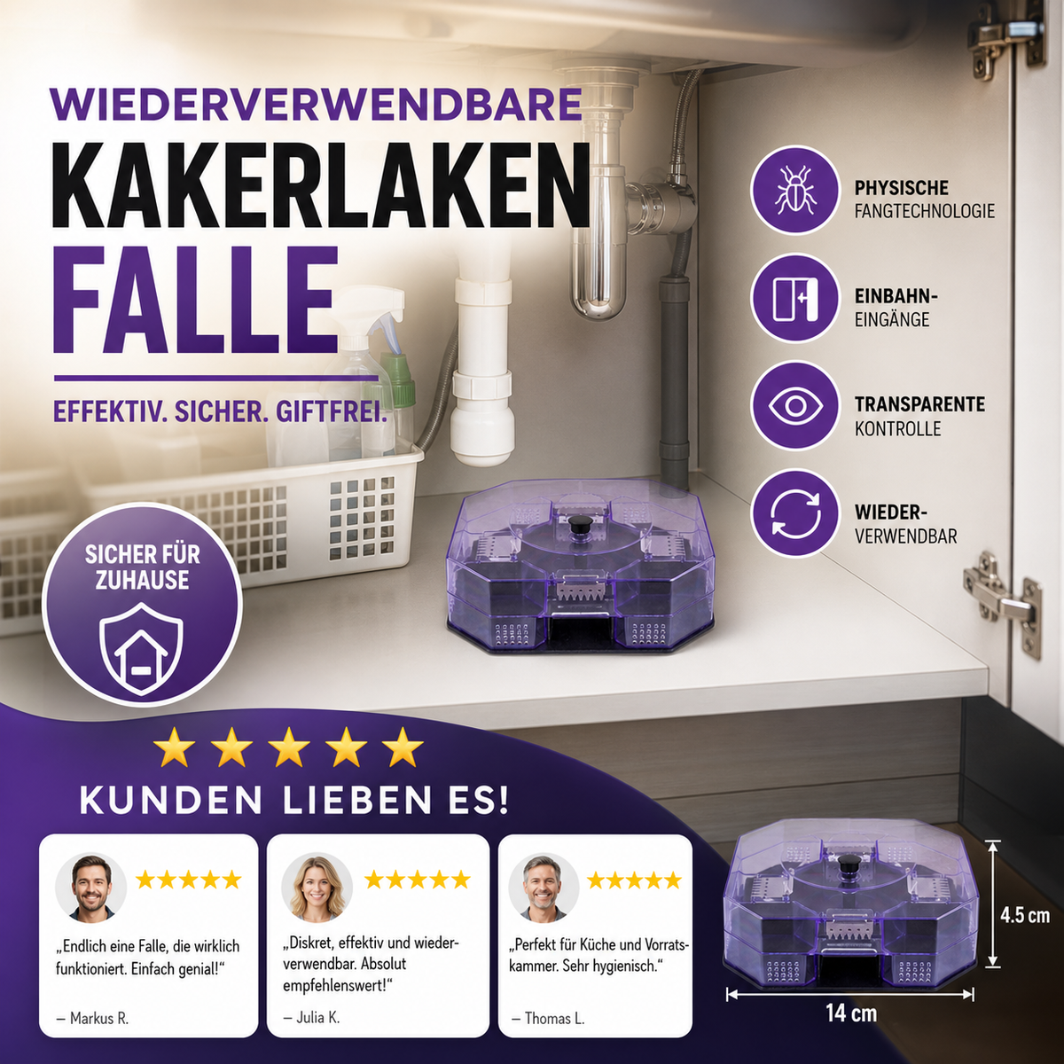 🥳HEISSER SALE 2026🥳💞50.000+ VERKAUFT!❤️🚫 Wiederverwendbare Kakerlakenfalle