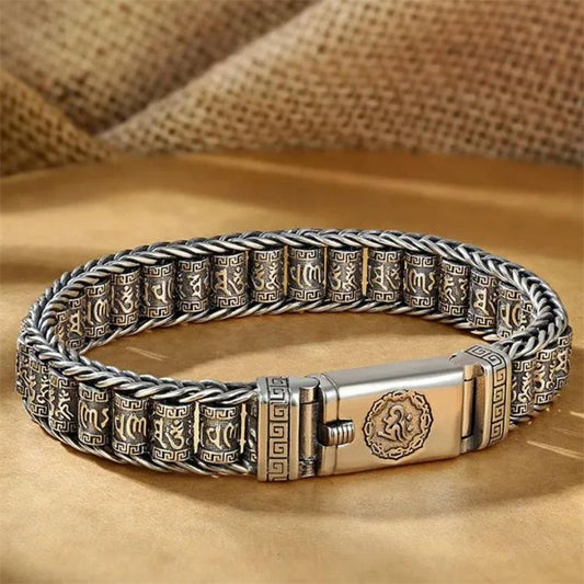 💎 50% OFF! 💎 Tibetan Prayer Wheel Bracelet – 925 Sterling Silver, Lucky Charm & Valentine's Day Gift