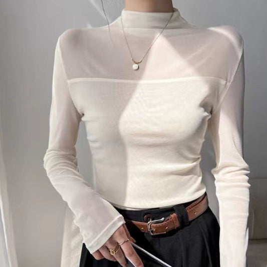 🔥👚Mesh-Top mit Stehkragen für Damen