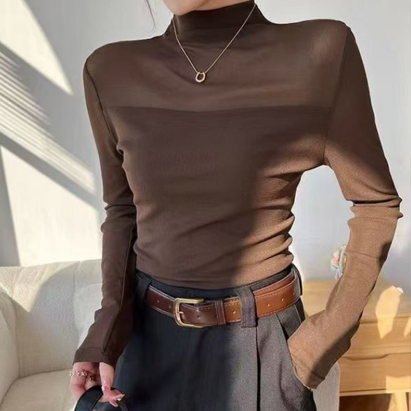 🔥👚Mesh-Top mit Stehkragen für Damen