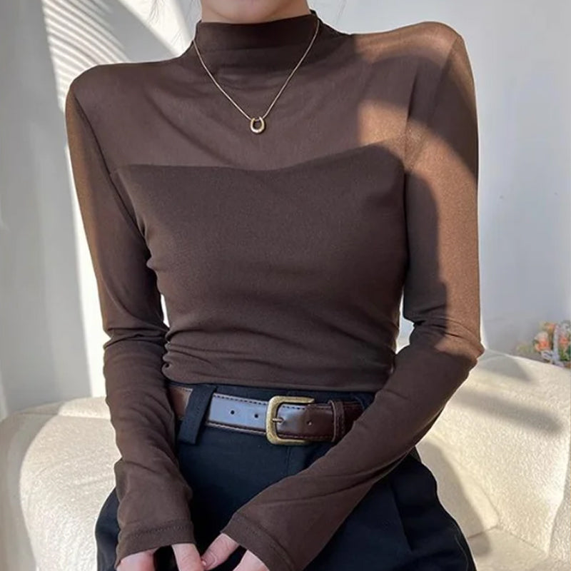 🔥👚Mesh-Top mit Stehkragen für Damen