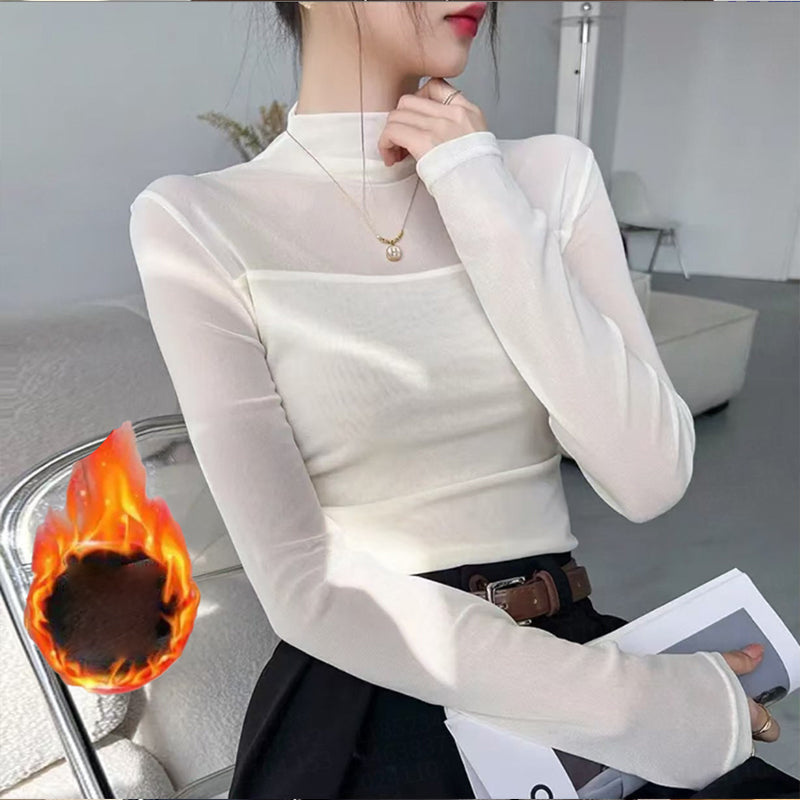 🔥👚Mesh-Top mit Stehkragen für Damen