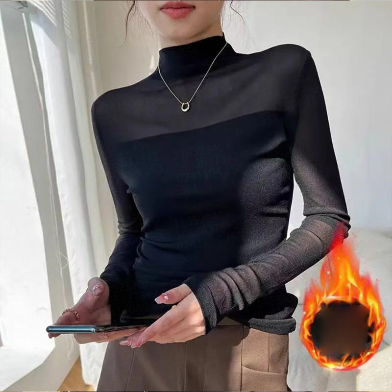 🔥👚Mesh-Top mit Stehkragen für Damen