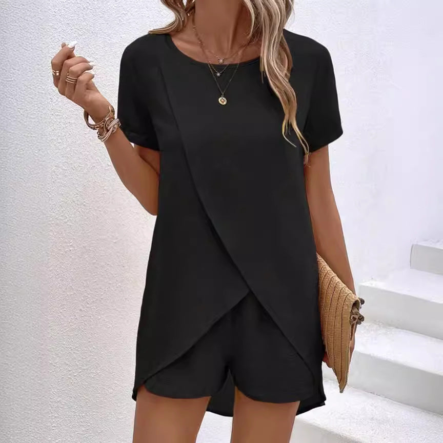 👗 50% RABATT! ☀️ Damen Zweiteiler – asymmetrisches Oberteil & Shorts – Einfarbig, luftig & vielseitig für Sommer, Strand & Alltag 🏖️