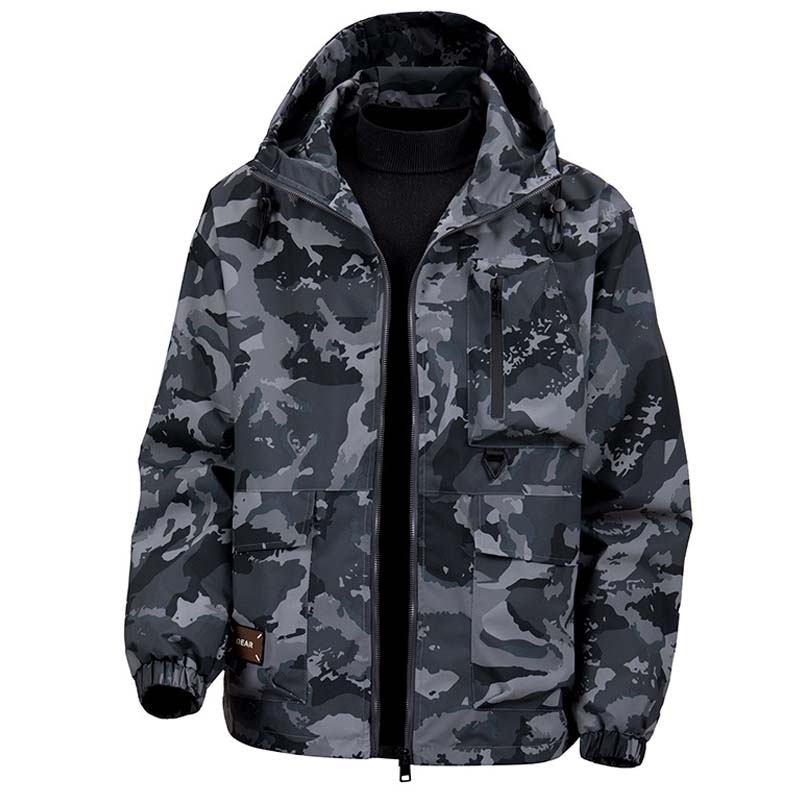 50 % Rabatt | Herren-Kapuzenjacke mit Camouflage-Muster und mehreren Taschen