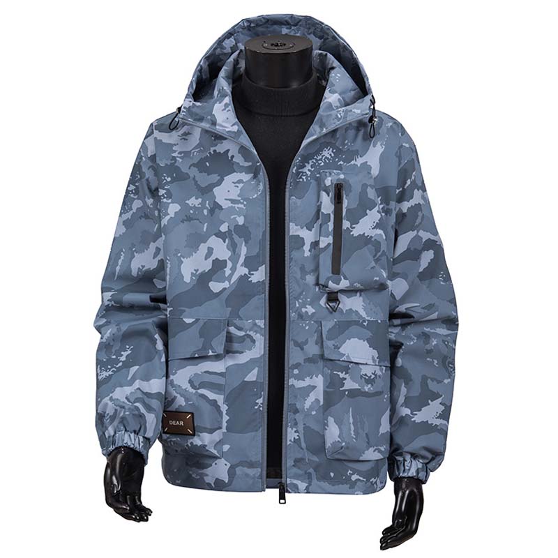 50 % Rabatt | Herren-Kapuzenjacke mit Camouflage-Muster und mehreren Taschen