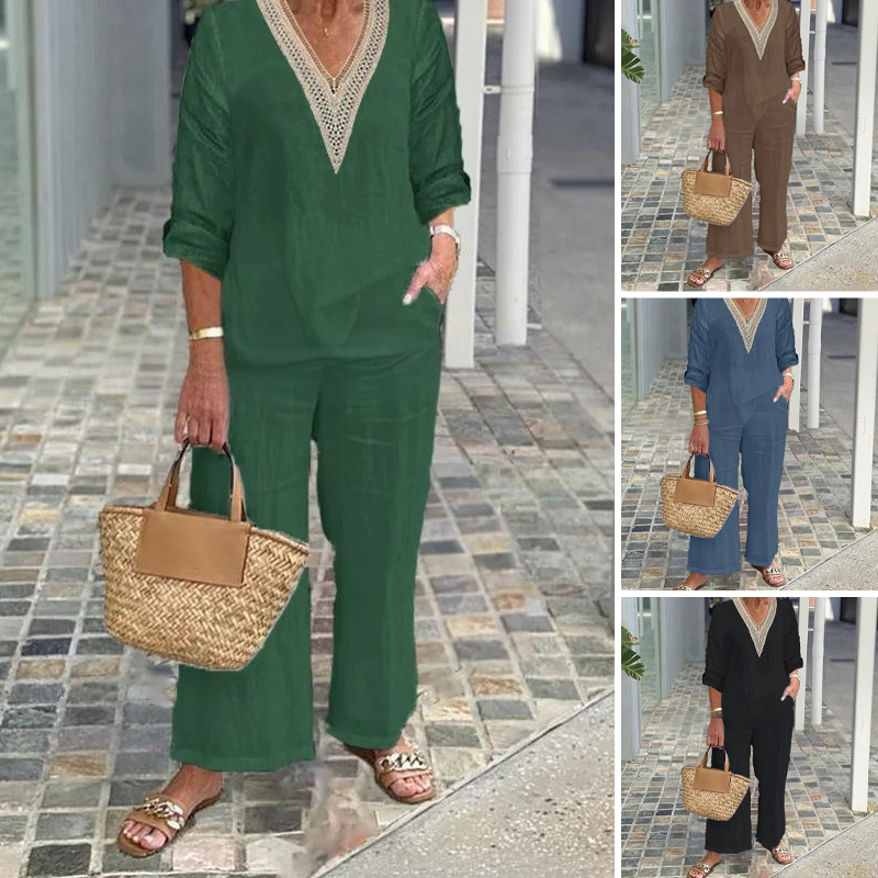 ✨ HALBPREIS DEAL 👗 Damen Set: V-Ausschnitt Bluse + weite Hose 💃 zeitlos elegant & perfekt für jeden Anlass 💫