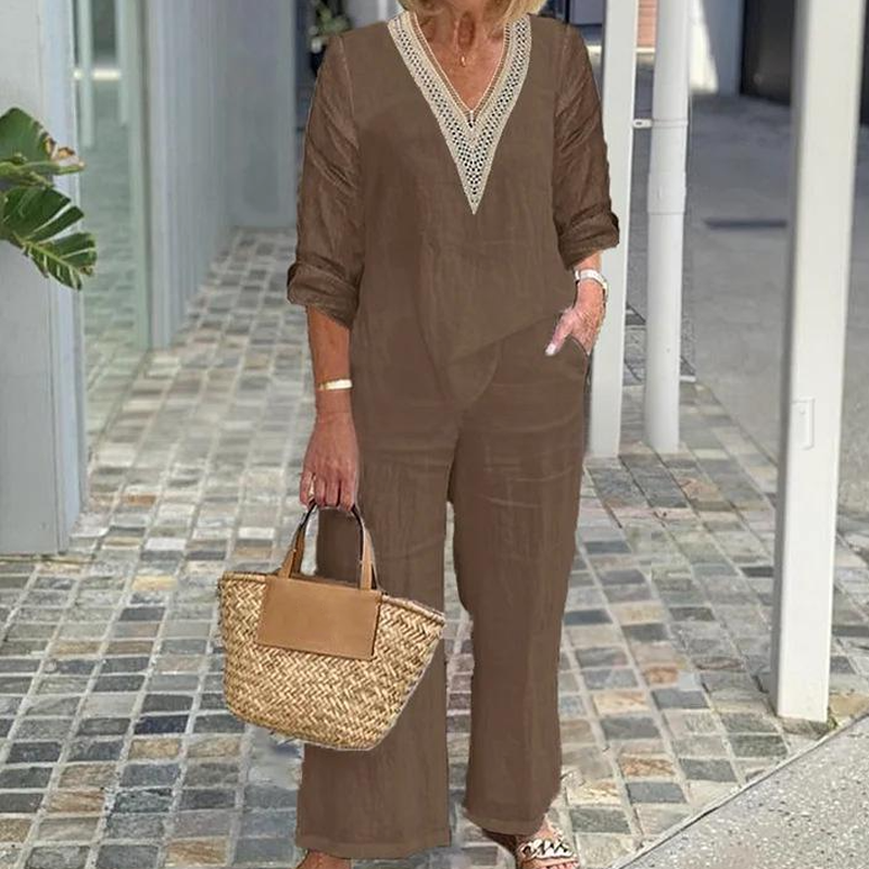 ✨ HALBPREIS DEAL 👗 Damen Set: V-Ausschnitt Bluse + weite Hose 💃 zeitlos elegant & perfekt für jeden Anlass 💫