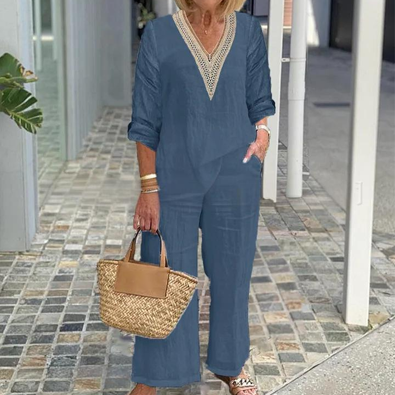 ✨ HALBPREIS DEAL 👗 Damen Set: V-Ausschnitt Bluse + weite Hose 💃 zeitlos elegant & perfekt für jeden Anlass 💫