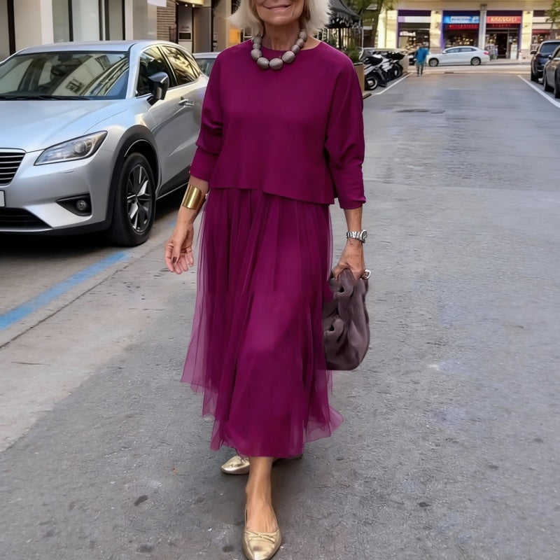 👚 50% RABATT! ✨ Damen 2-teiliges Set (Langarm-Oberteil & ärmelloses Kleid) – Vielseitig, Weicher Stoff & Perfekt zum Schichten 🛍️
