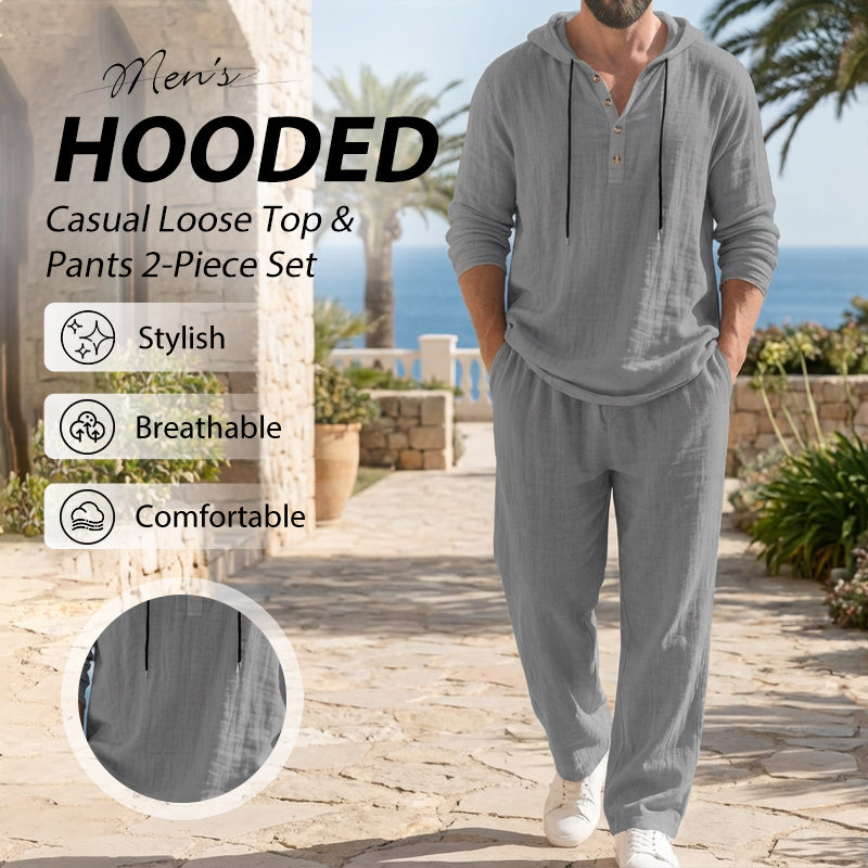 📢📢50 % Rabatt!! ⏰Herren Kapuze Casual Loose Top & Hose 2-teiliges Set