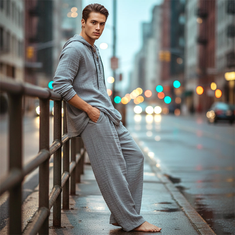 📢📢50 % Rabatt!! ⏰Herren Kapuze Casual Loose Top & Hose 2-teiliges Set