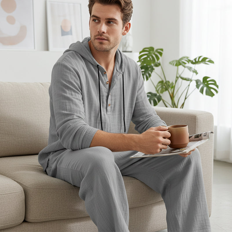 📢📢50 % Rabatt!! ⏰Herren Kapuze Casual Loose Top & Hose 2-teiliges Set