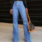 Women's Fashionable High-Waisted Flared Jeans
