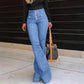 Women's Fashionable High-Waisted Flared Jeans