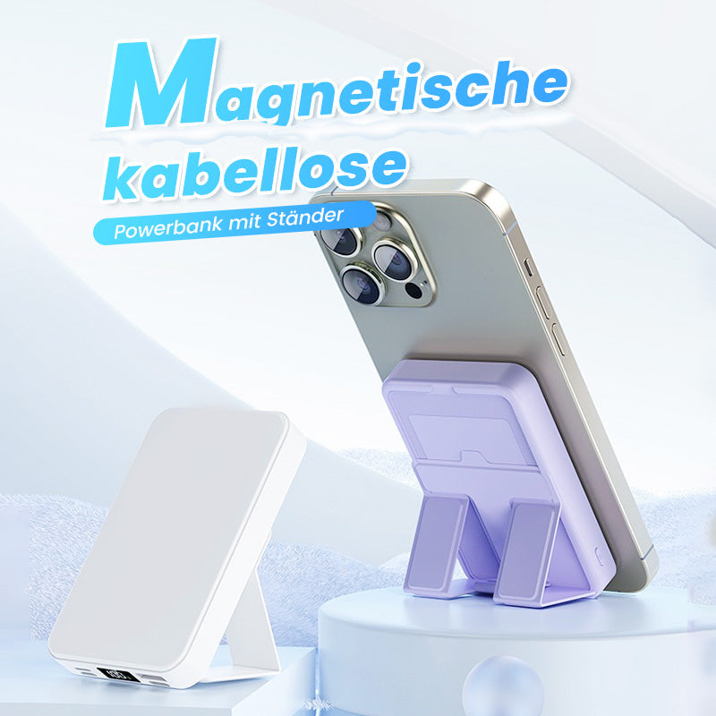 Magnetische Powerbank 5000mAh – 20W Schnellladung, kabelloses Laden & integrierter Ständer für Reise und Büro