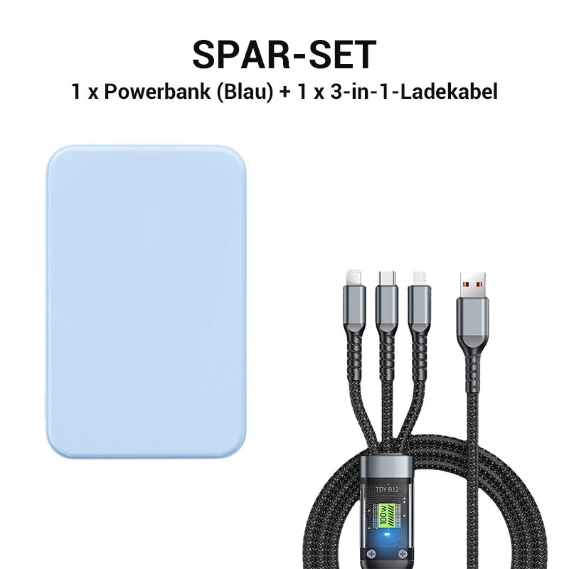 Magnetische Powerbank 5000mAh – 20W Schnellladung, kabelloses Laden & integrierter Ständer für Reise und Büro