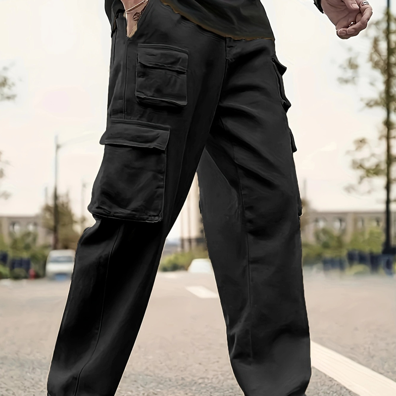 Herren Cargo-Hosen mit mehreren Taschen & Geradem Bein