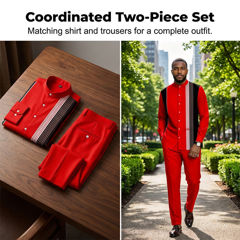 📢📢50 % Rabatt!! ⏰ Gestreiftes Herrenhemd & Hose 2-teiliges Set – Stilvoll, Bequem & Perfekt Für Einen Lässigen Look 👖