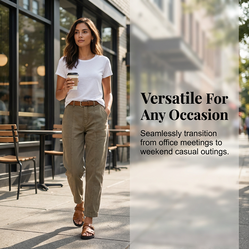✨ High-Waist Utility-Hose für Damen ✨ Schmal zulaufend & Modern geschnitten 🩳 Trendig & Bequem!