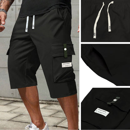 Lässige 3/4-Cargo-Hose für Herren mit Kordelzug