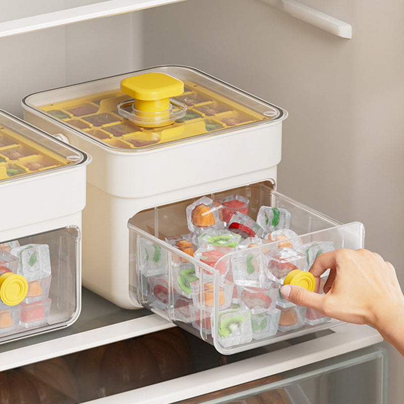 🧊 Eiswürfelform mit Aufbewahrungsbehälter und Ein-Knopf-Bedienung