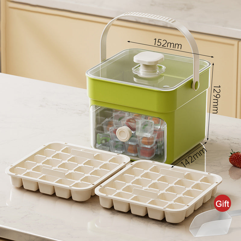 🧊 Eiswürfelform mit Aufbewahrungsbehälter und Ein-Knopf-Bedienung
