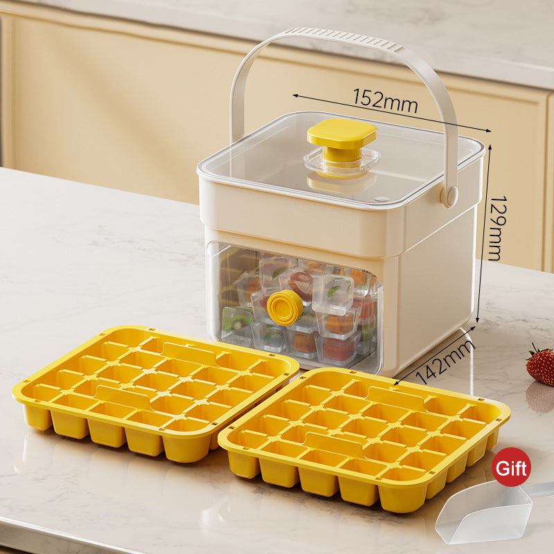 🧊 Eiswürfelform mit Aufbewahrungsbehälter und Ein-Knopf-Bedienung
