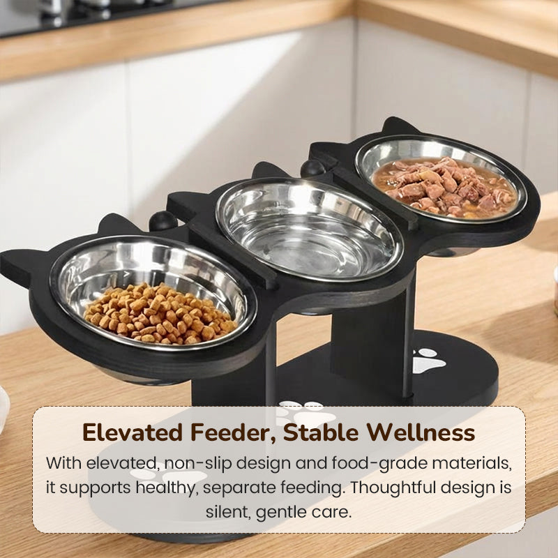 🐾🐱🐶 Rutschfester erhöhter Futtertrog 🥣 mit 3 Schalen für Haustiere 💖