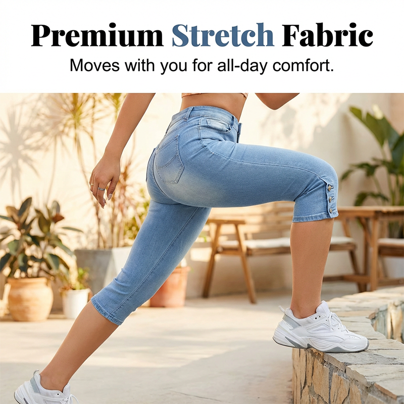 🌺Capri-Jeans für Damen mit hoher Taille und schmaler Passform