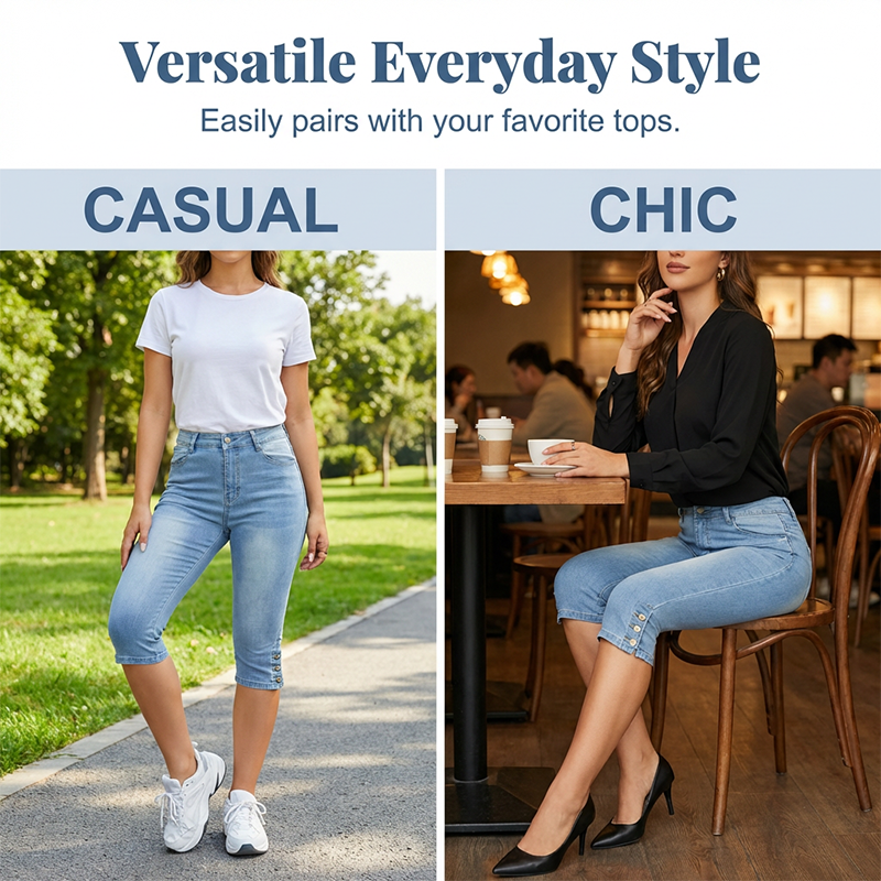 🌺Capri-Jeans für Damen mit hoher Taille und schmaler Passform